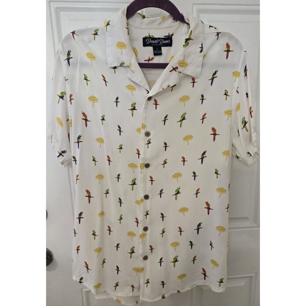 Desert Dunes Parrots Birds Style Print Men's Shirt Medium